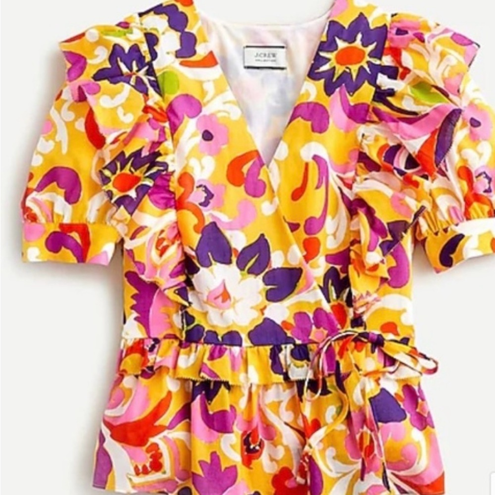 JCrew Ruffle Wrap “Ratti Curly” Top-size S - Picture 4 of 5